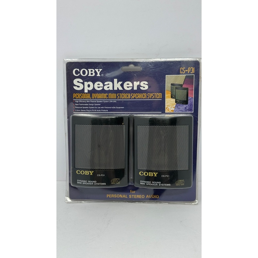 NEW Coby CS-P31 Mini Stereo Speaker System 2.0 Wired 3.5mm Black W1
